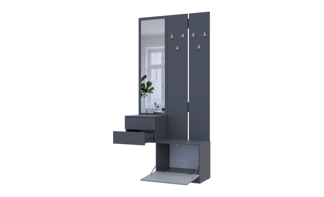 Flurschrank Doros Sola Set 2+3 Graphitgrau 105x40x215 (42005151)