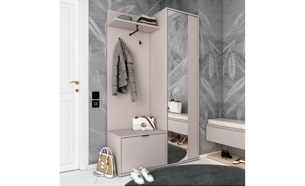 Flurschrank Doros Dora Kaschmir mit Spiegel 1 Türen 113,5x40x192 (44900364)