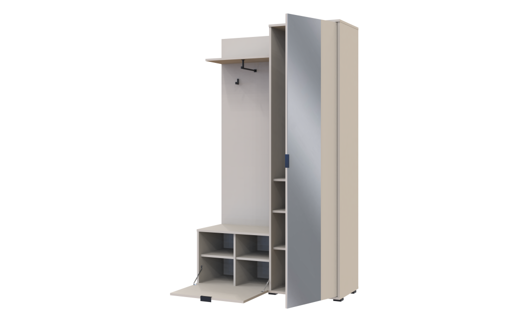 Flurschrank Doros Dora Kaschmir mit Spiegel 1 Türen 113,5x40x192 (44900364)
