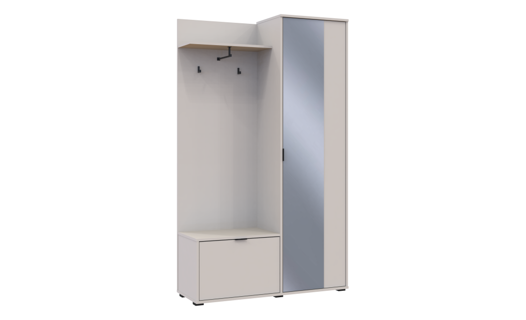 Flurschrank Doros Dora Kaschmir mit Spiegel 1 Türen 113,5x40x192 (44900364)