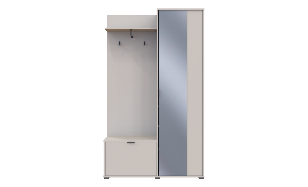 Flurschrank Doros Dora Kaschmir mit Spiegel 1 Türen 113,5x40x192 (44900364)