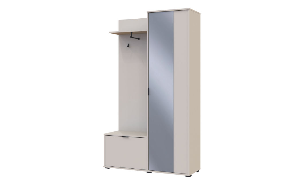 Flurschrank Doros Dora Kaschmir mit Spiegel 1 Türen 113,5x40x192 (44900364)