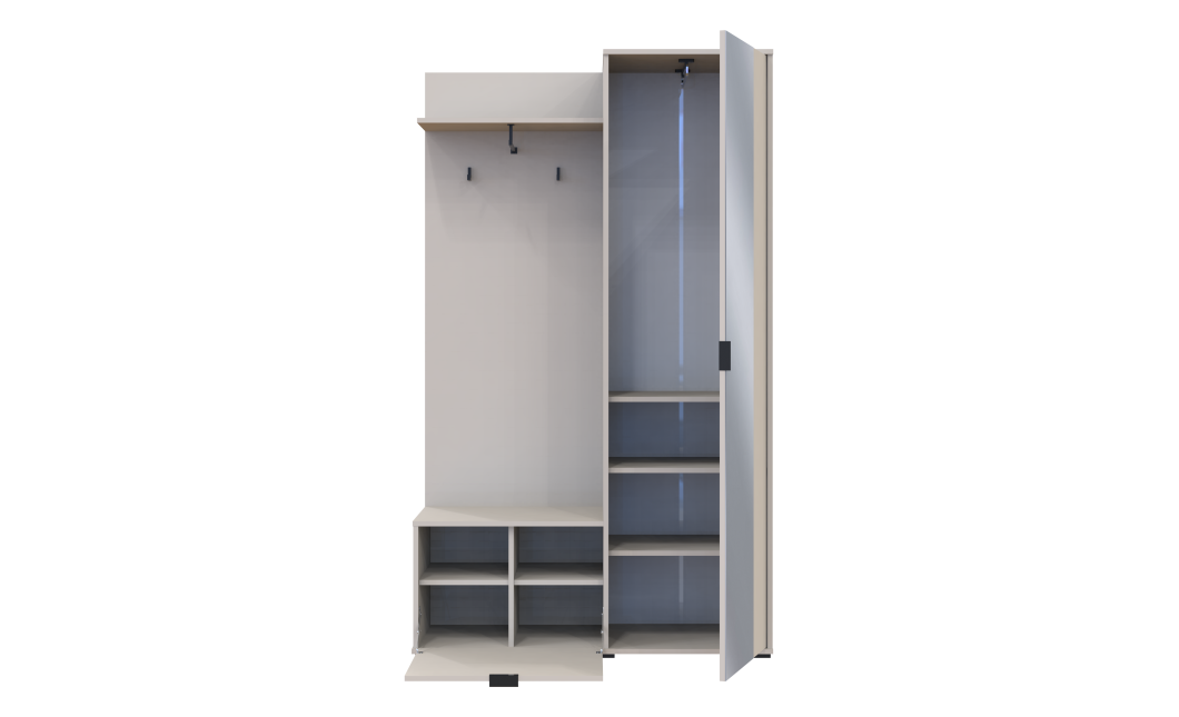 Flurschrank Doros Dora Kaschmir mit Spiegel 1 Türen 113,5x40x192 (44900364)