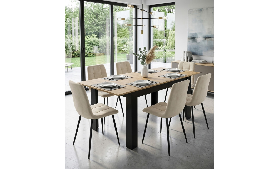 Ausziehtisch NP 120–160x80 Artisan Eiche + Schwarz (100155171)