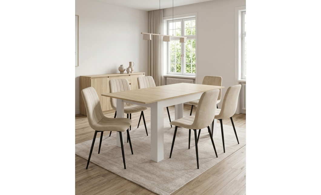 Ausziehtisch NP 120–160x80 Sonoma Eiche + Weiß (100155181)