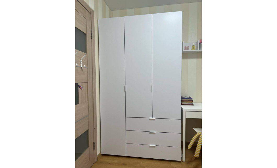 Kleiderschrank Doros Gelar mit Drehtüren Weiß 3 Türen 116,2x49,5x203,4 (80397641)