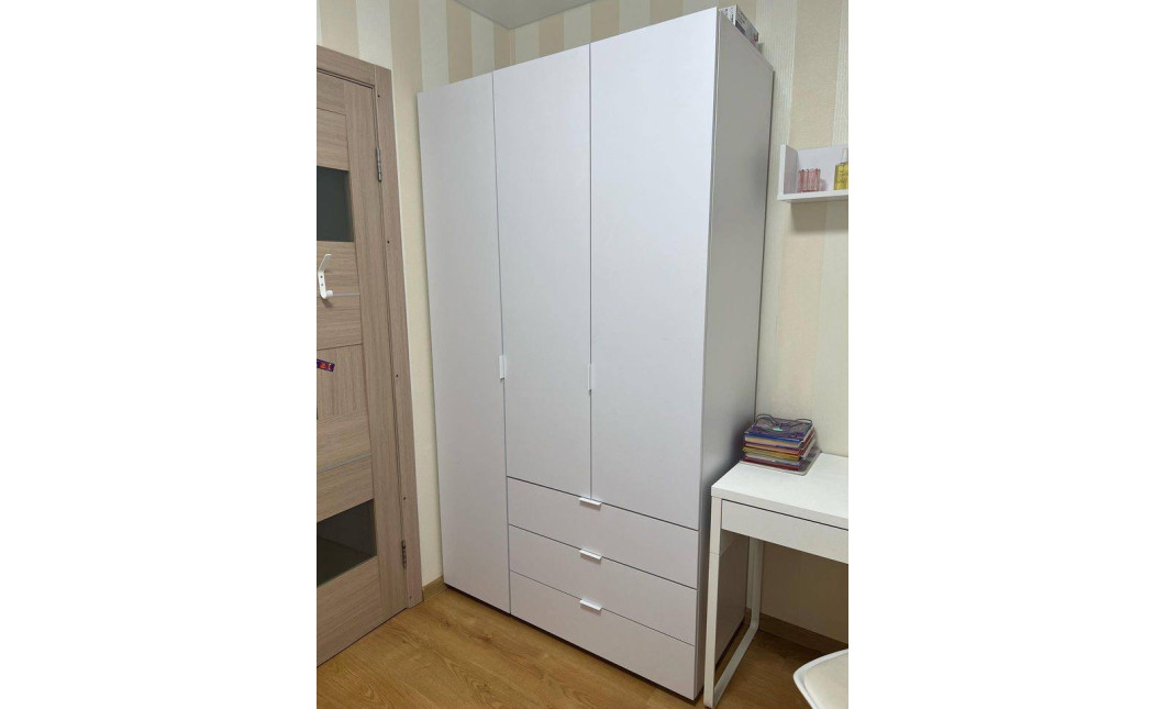 Kleiderschrank Doros Gelar mit Drehtüren Weiß 3 Türen 116,2x49,5x203,4 (80397641)