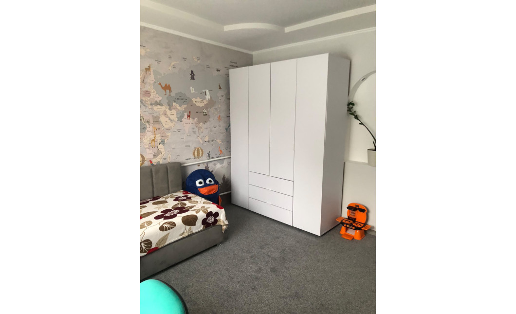 Kleiderschrank Doros Gelar mit Drehtüren Weiß 4 Türen 155x49,5x203,4 (80397642)