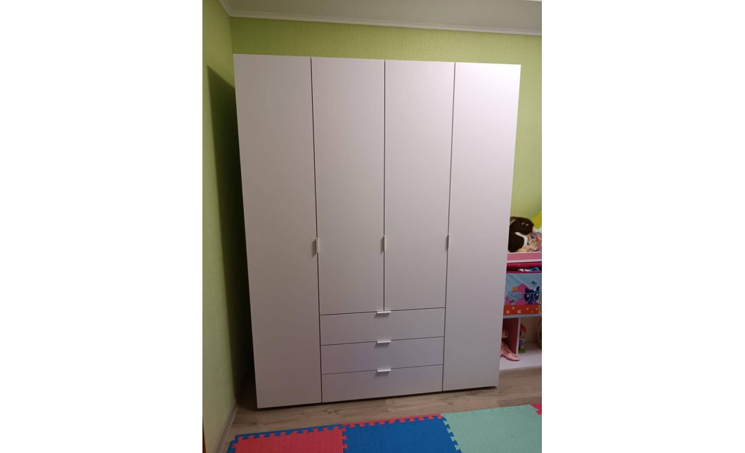 Kleiderschrank Doros Gelar mit Drehtüren Weiß 4 Türen 155x49,5x203,4 (80397642)