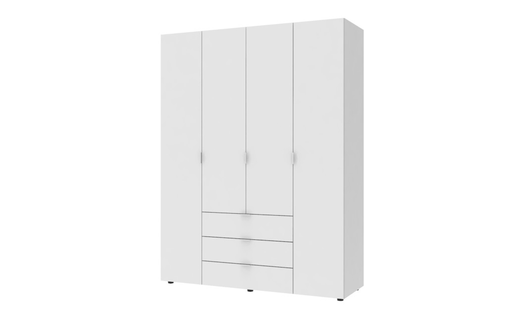 Kleiderschrank Doros Gelar mit Drehtüren Weiß 4 Türen 155x49,5x203,4 (80397642)
