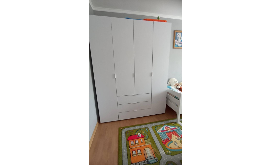 Kleiderschrank Doros Gelar mit Drehtüren Weiß 4 Türen 155x49,5x203,4 (80397642)