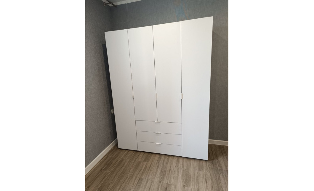 Kleiderschrank Doros Gelar mit Drehtüren Weiß 4 Türen 155x49,5x203,4 (80397642)