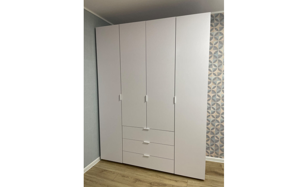 Kleiderschrank Doros Gelar mit Drehtüren Weiß 4 Türen 155x49,5x203,4 (80397642)