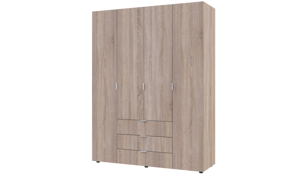 Kleiderschrank Doros Gelar mit Drehtüren Sonoma Eiche 4 Türen 155x49,5x203,4 (80397560)