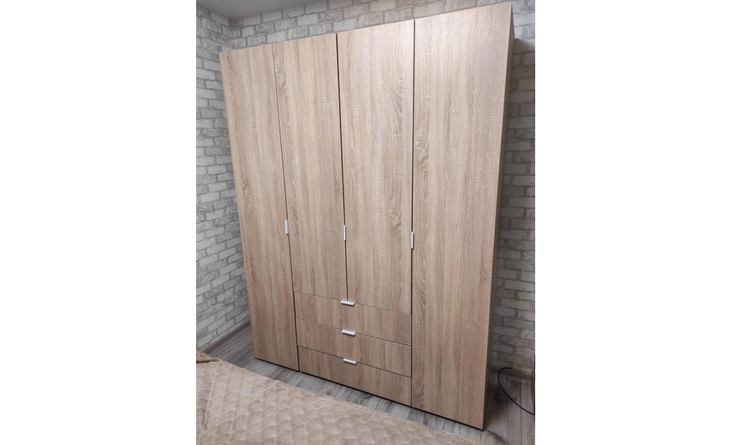 Kleiderschrank Doros Gelar mit Drehtüren Sonoma Eiche 4 Türen 155x49,5x203,4 (80397560)