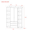 Kleiderschrank Doros Gelar mit Drehtüren Graphitgrau 4 Türen 155x49,5x203,4 (80737075)