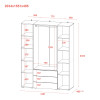 Kleiderschrank Doros Gelar mit Drehtüren Graphitgrau 4 Türen 155x49,5x203,4 (80737075)