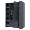 Kleiderschrank Doros Gelar mit Drehtüren Graphitgrau 4 Türen 155x49,5x203,4 (80737075)