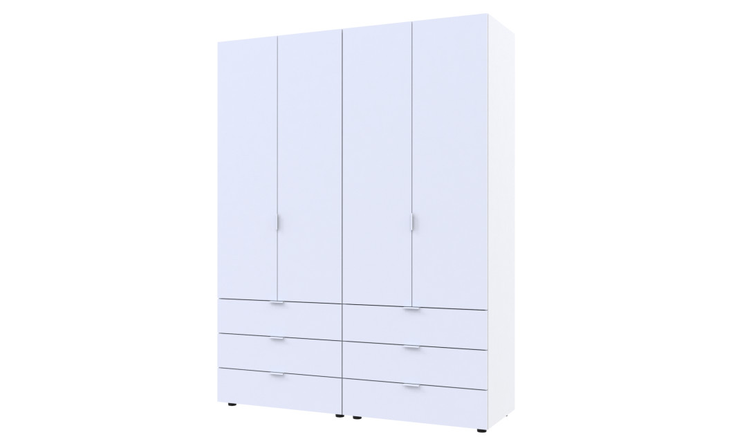 Kleiderschrank Doros Gelar Set mit Drehtüren Weiß 2+2 Türen 155x49,5x203,4 (42002117)