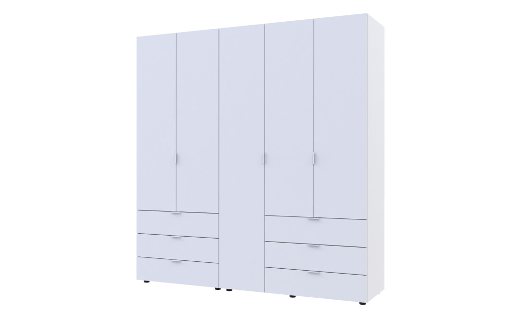 Kleiderschrank Doros Gelar Set mit Drehtüren Weiß 2+3 Türen 193,7x49,5x203,4 (42002116)
