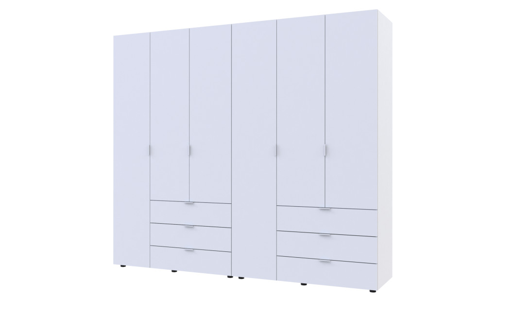 Kleiderschrank Doros Gelar Set mit Drehtüren Weiß 3+3 Türen 232,4x49,5x203,4 (42002119)