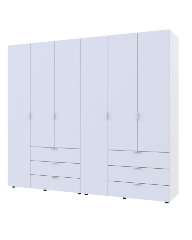 Kleiderschrank Doros Gelar Set mit Drehtüren Weiß 3+3 Türen 232,4x49,5x203,4 (42002119)