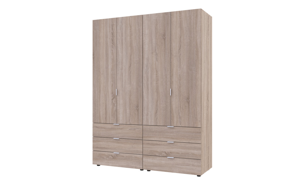 Kleiderschrank Doros Gelar Set mit Drehtüren Sonoma Eiche 2+2 Türen 155x49,5x203,4 (42002123)