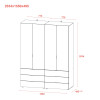 Kleiderschrank Doros Gelar Set mit Drehtüren Sonoma Eiche 2+2 Türen 155x49,5x203,4 (42002123)