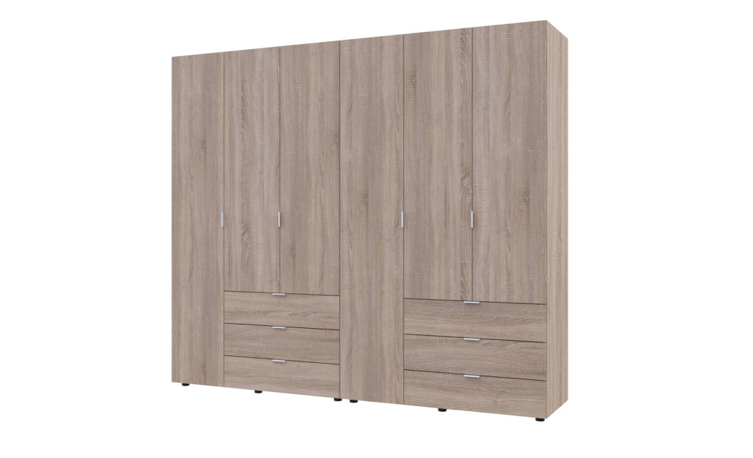 Kleiderschrank Doros Gelar Set mit Drehtüren Sonoma Eiche 3+3 Türen 232,4x49,5x203,4 (42002125)