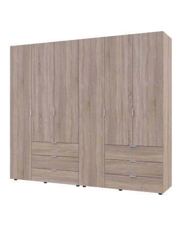 Kleiderschrank Doros Gelar Set mit Drehtüren Sonoma Eiche 3+3 Türen 232,4x49,5x203,4 (42002125)