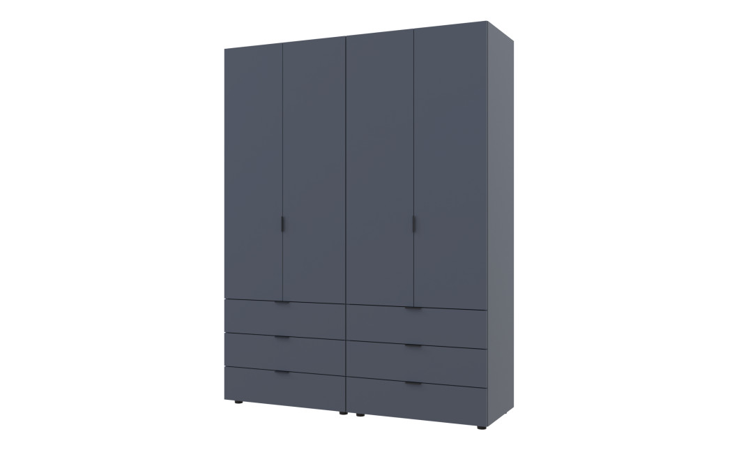 Kleiderschrank Doros Gelar Set mit Drehtüren Graphitgrau 2+2 Türen 155x49,5x203,4 (42002131)