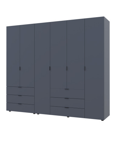 Kleiderschrank Doros Gelar Set mit Drehtüren Graphitgrau 2+4 Türen 232,5x49,5x203,4 (42002133)