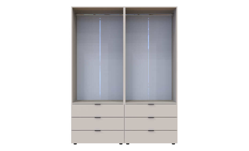 Kleiderschrank Doros Gelar Set mit Drehtüren Kaschmir 2+2 Türen 155x49,5x203,4 (80737637)