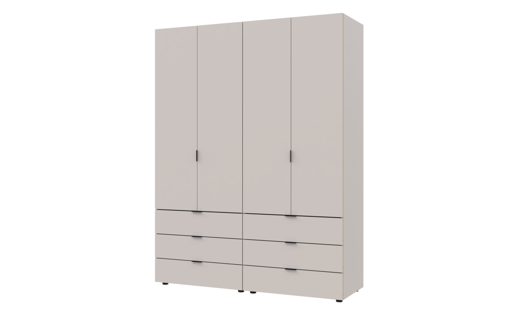 Kleiderschrank Doros Gelar Set mit Drehtüren Kaschmir 2+2 Türen 155x49,5x203,4 (80737637)