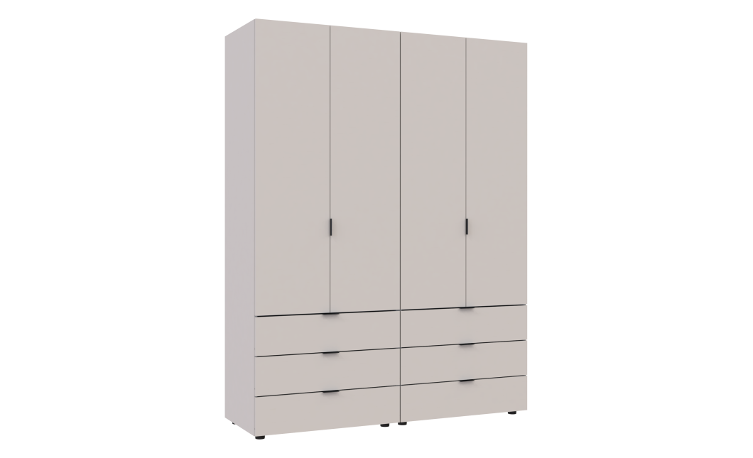 Kleiderschrank Doros Gelar Set mit Drehtüren Kaschmir 2+2 Türen 155x49,5x203,4 (80737637)