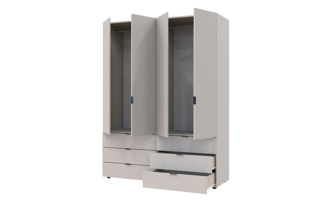 Kleiderschrank Doros Gelar Set mit Drehtüren Kaschmir 2+2 Türen 155x49,5x203,4 (80737637)