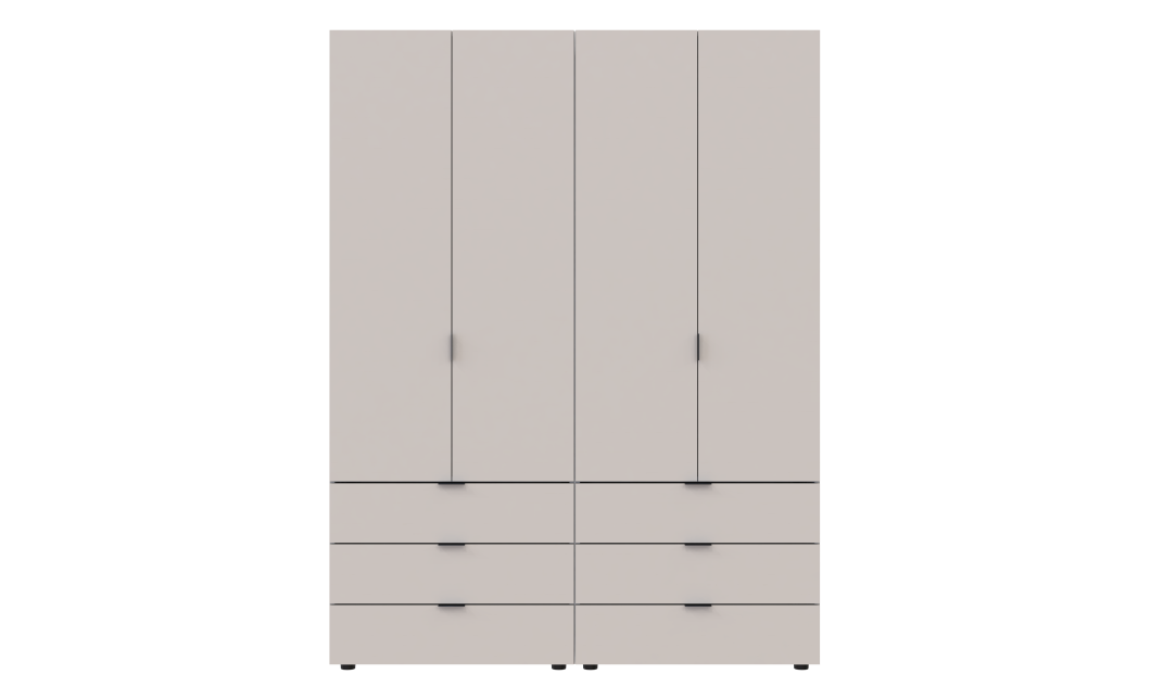 Kleiderschrank Doros Gelar Set mit Drehtüren Kaschmir 2+2 Türen 155x49,5x203,4 (80737637)
