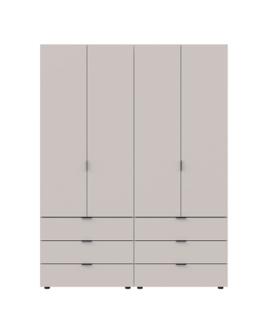 Kleiderschrank Doros Gelar Set mit Drehtüren Kaschmir 2+2 Türen 155x49,5x203,4 (80737637)