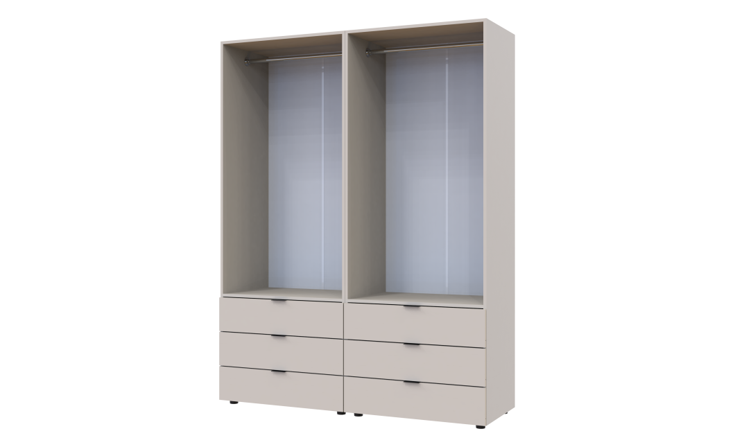 Kleiderschrank Doros Gelar Set mit Drehtüren Kaschmir 2+2 Türen 155x49,5x203,4 (80737637)