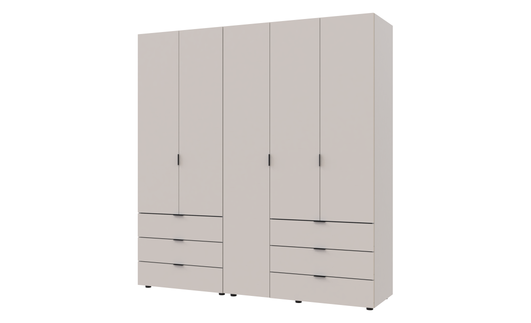 Kleiderschrank Doros Gelar Set mit Drehtüren Kaschmir 2+3 Türen 193,7x49,5x203,4 (80737638)