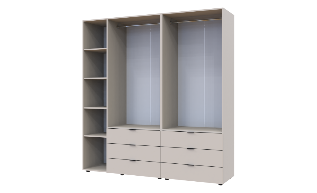 Kleiderschrank Doros Gelar Set mit Drehtüren Kaschmir 2+3 Türen 193,7x49,5x203,4 (80737638)