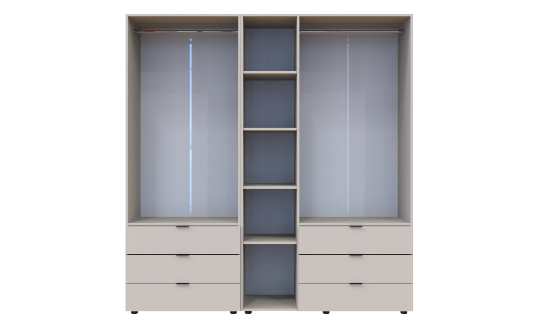 Kleiderschrank Doros Gelar Set mit Drehtüren Kaschmir 2+3 Türen 193,7x49,5x203,4 (80737638)