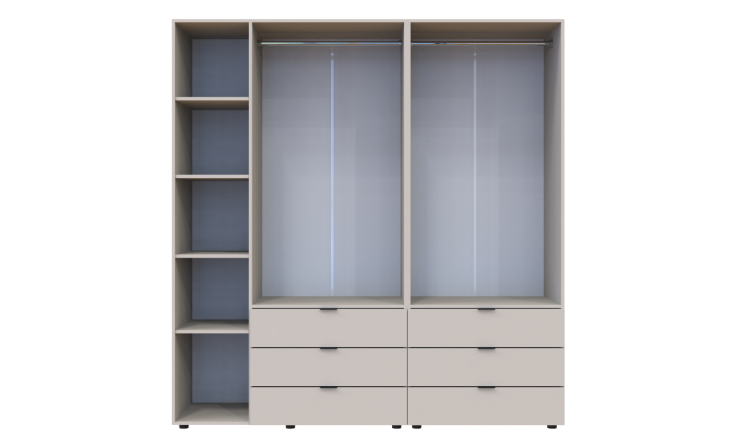 Kleiderschrank Doros Gelar Set mit Drehtüren Kaschmir 2+3 Türen 193,7x49,5x203,4 (80737638)