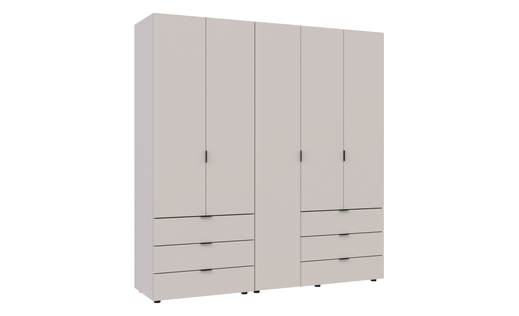 Kleiderschrank Doros Gelar Set mit Drehtüren Kaschmir 2+3 Türen 193,7x49,5x203,4 (80737638)