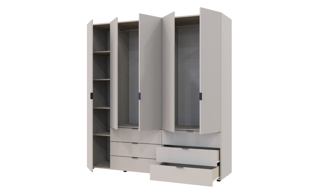 Kleiderschrank Doros Gelar Set mit Drehtüren Kaschmir 2+3 Türen 193,7x49,5x203,4 (80737638)
