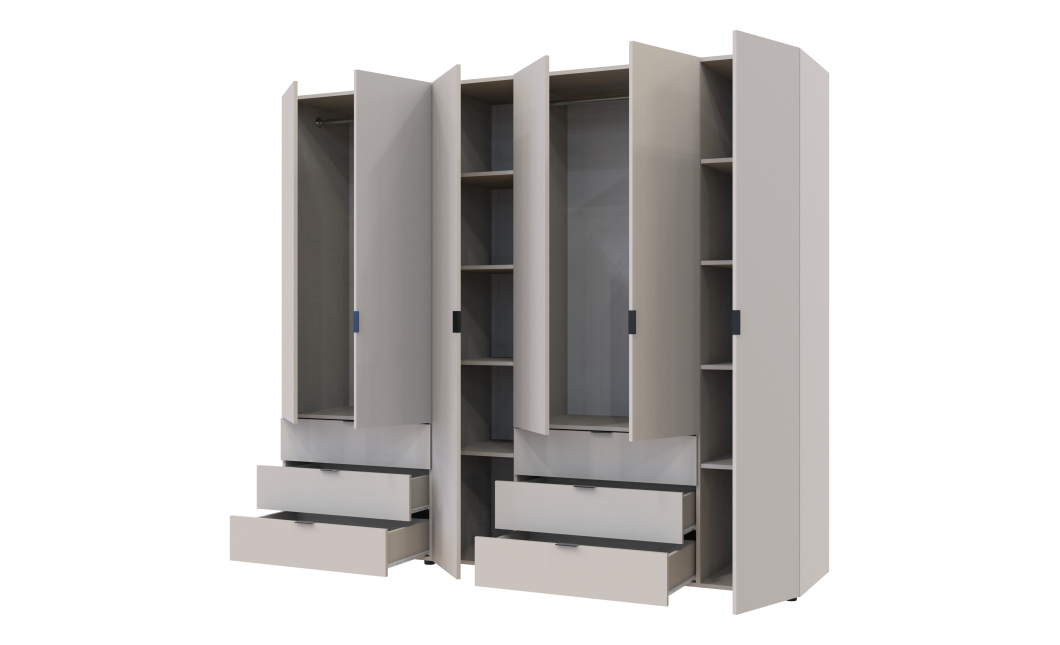 Kleiderschrank Doros Gelar Set mit Drehtüren Kaschmir 2+4 Türen 232,5x49,5x203,4 (80737639)