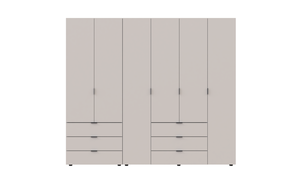 Kleiderschrank Doros Gelar Set mit Drehtüren Kaschmir 2+4 Türen 232,5x49,5x203,4 (80737639)
