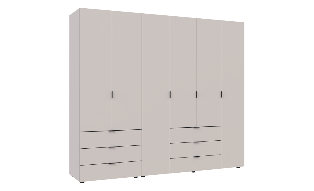 Kleiderschrank Doros Gelar Set mit Drehtüren Kaschmir 2+4 Türen 232,5x49,5x203,4 (80737639)