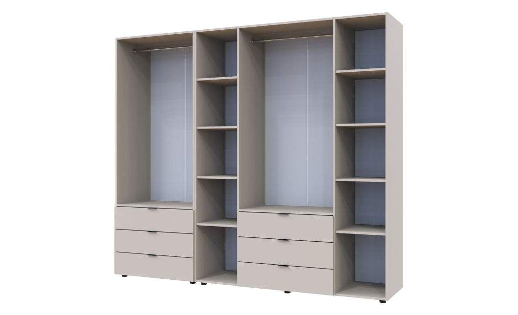 Kleiderschrank Doros Gelar Set mit Drehtüren Kaschmir 2+4 Türen 232,5x49,5x203,4 (80737639)
