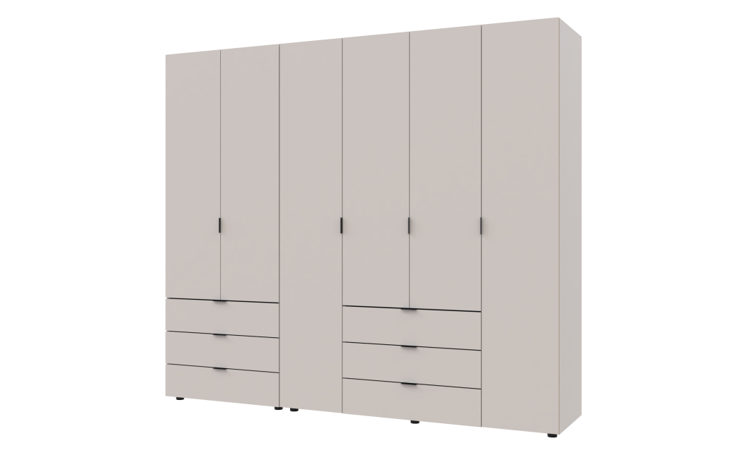 Kleiderschrank Doros Gelar Set mit Drehtüren Kaschmir 2+4 Türen 232,5x49,5x203,4 (80737639)